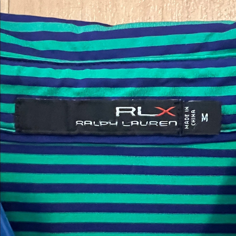 Ralph Lauren RLX Teal and Navy Striped Shirt - Picture 4 of 4
